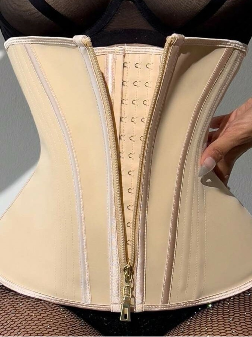 Waist-Defining Nude Underbust Corset with Front Zip